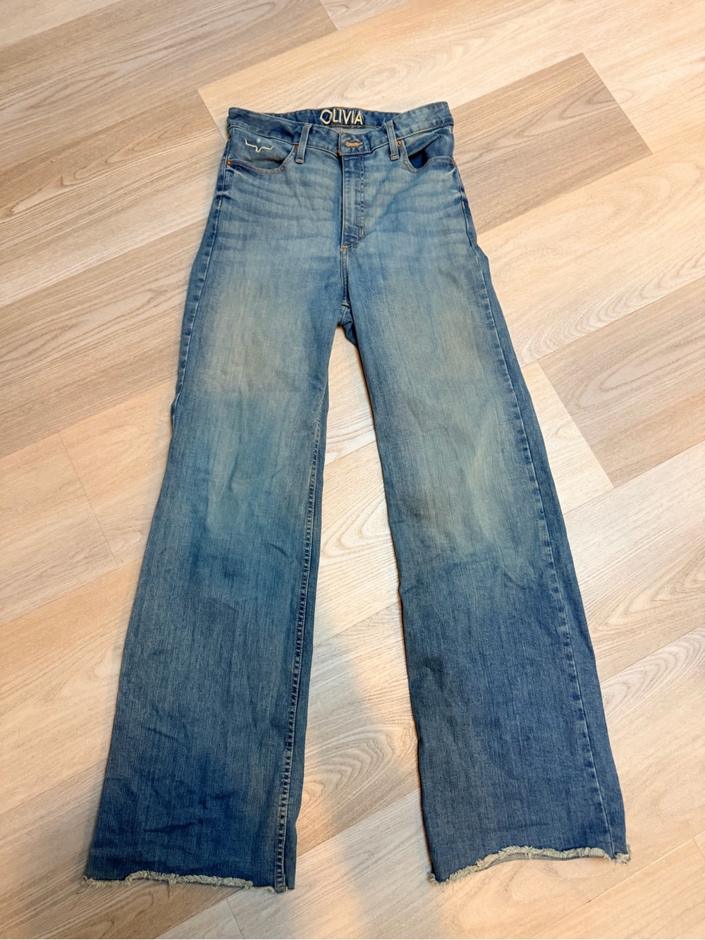 Kimes Ranch Washed Blue Wide-Leg Jeans